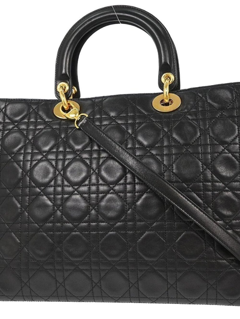 Christian Dior Black Lambskin Lady Dior Cannage 2way Handbag - Picture 2 of 10